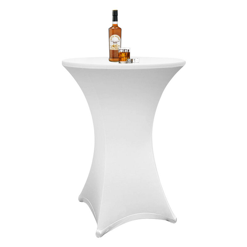 Housses blanches pour table haute pliante 105 CM.Blanc.Ø 80-85 cm - Hengda