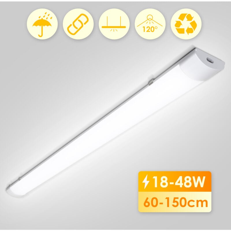 Hengda - Reglettes led Etanche 120cm 36W IP65 Interconnectable Température de Couleur: Blanc neutre 4000K