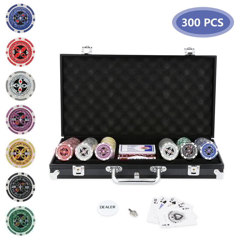 Jetons de poker boîte en métal Malette Poker 300 Jetons Poker Ensemble en Aluminium-Noir - Hengda