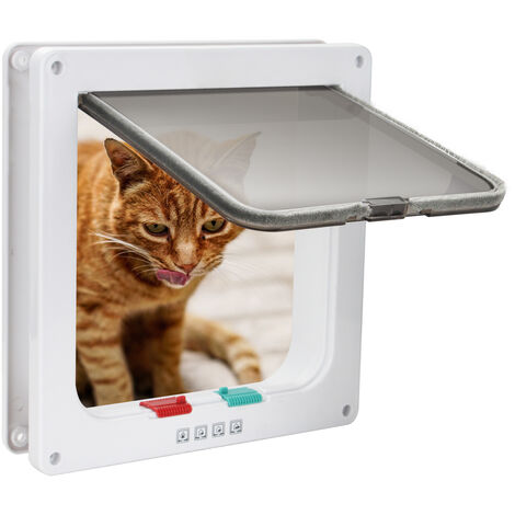 Hengda Katzenklappe Katzenklappen Katzentür 4 Wege Freilauftür PetSafe Haustierklappe Katzentüren - weiß