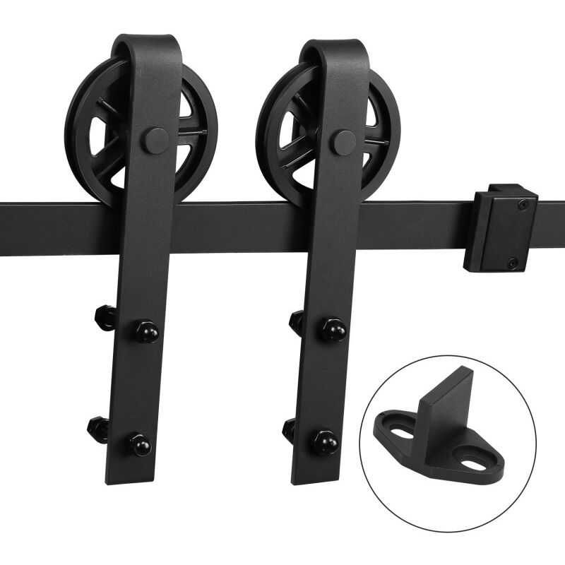 Kit de porte coulissante système coulissante Ferrure pour Système pour Portes Coulissantes avec rail de roulement Ensemble complet 183cm - Hengda