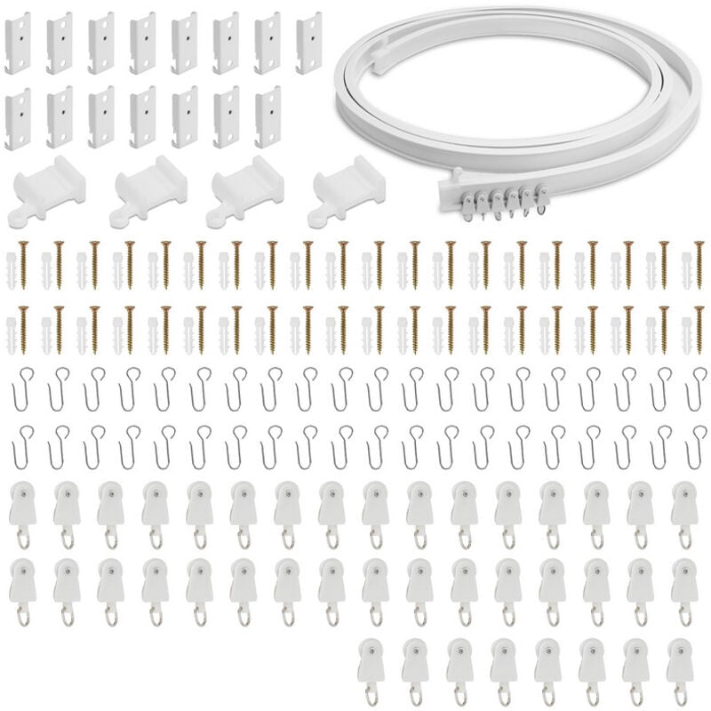 Hengda - einfeben Kit de Rail de Rideau Plafond Pliable, 5M Rail de Rideau Flexible avec 40 Crochet pour Maison Chambre Fenêtre Salle de bain Bureau