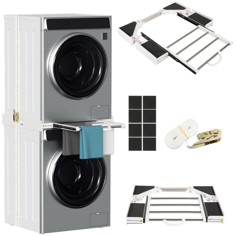 Hengda Kit de Superposition Universel taille réglable 54-73cm Intermédiaire avec Porte-Serviettes Extensible pour Lave-linge et Sèche-linge