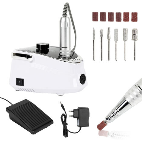 Hengda Kit Ponceuse électrique pour ongles Lime Manucure Pédicure Soins ponceuse ongle - Blanc