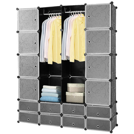 Hengda Kleiderschrank Steckregal Badregal Garderobe mit Holzhammer DIY Stapelbar Regal