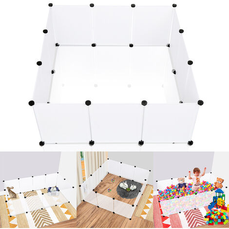 Hengda Kleintierkäfig Freigehege DIY Innengehege Laufstall Kaninchenstall Laufgitter Welpenauslauf - Weiß