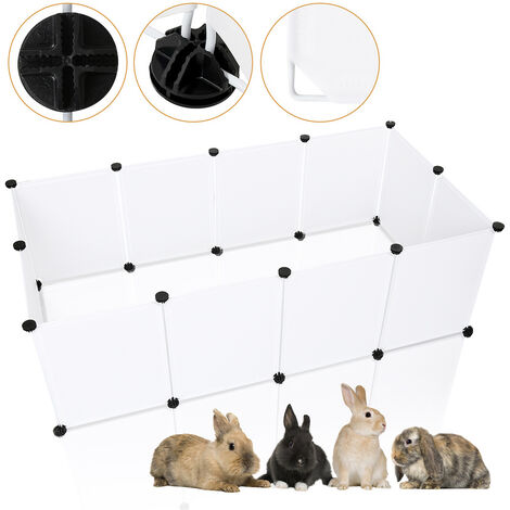Hengda Kleintierkäfig Freigehege DIY Kleintiere Welpenauslauf Kaninchen Laufgitter Hasen Hamster - Weiß