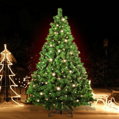 Hengda Künstlicher Weihnachtsbaum mit Beleuchtung LED Tannenbaum für Weihnachten-Dekoration. aus PE und PVC.180cm inkl. 860 Spitzen PVC Nadeln.250 warmweiße LED-Leuchten