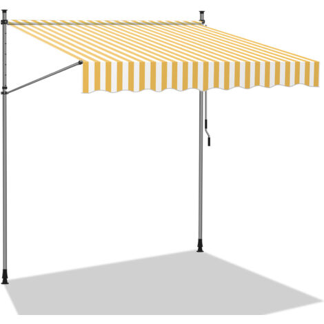 Hengda La tenda del balcone può essere stirata manualmente e la manovella della tenda del balcone è resistente ai raggi UV. giallo-bianco 4m