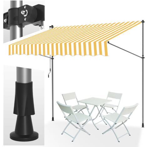 Hengda La tenda del balcone viene stirata manualmente e la maniglia della tenda del balcone è resistente ai raggi UV. giallo-bianco. 2m