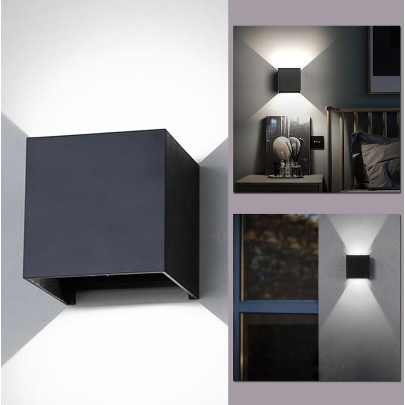 Image of Hengda Lampada da parete per interni Lampada da parete a LED Lampada da parete moderna per camera da letto 7W Nero Bianco Freddo