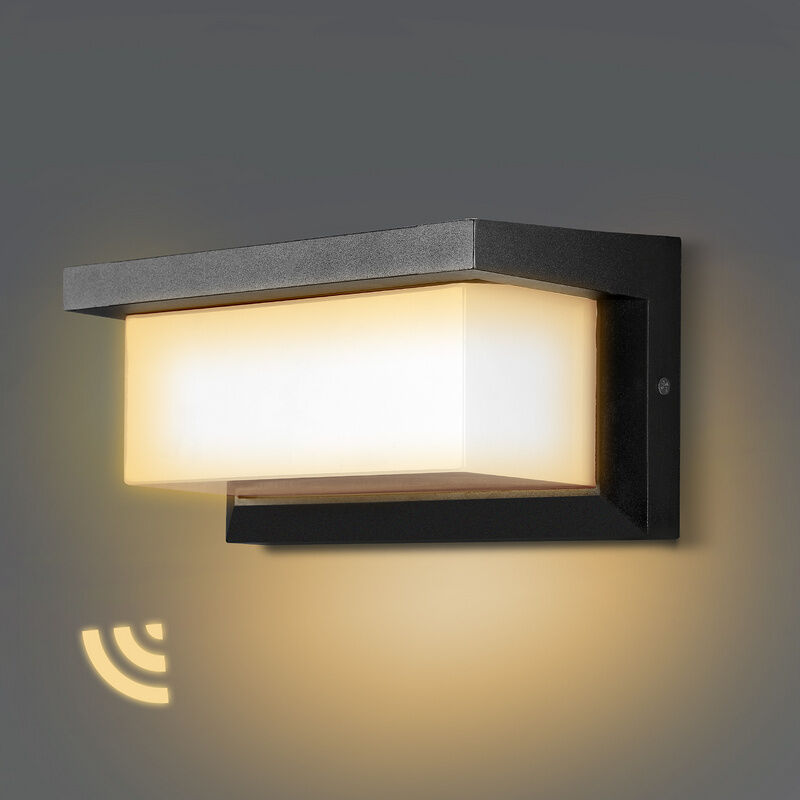 Image of Hengda Lampada da parete per interni/esterni con sensore di movimento. luce da parete moderna 18W LED. luce da parete bianco caldo - Nero