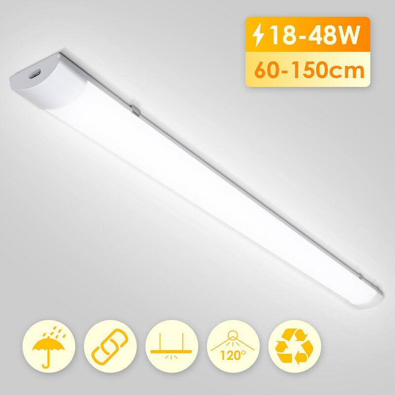 Lampe led pour locaux humides Lampe pour locaux humides blanc neutre 60 cm atelier IP65 - Hengda