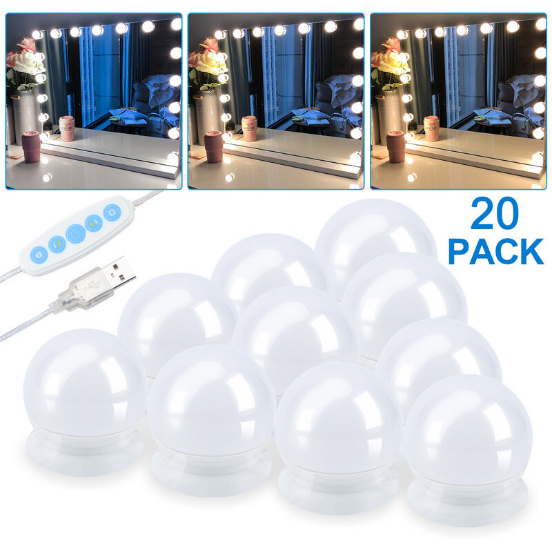Hengda Lampe miroir LED DIY Lampe USB Maquillage Variable 10 LED Eclairage 360