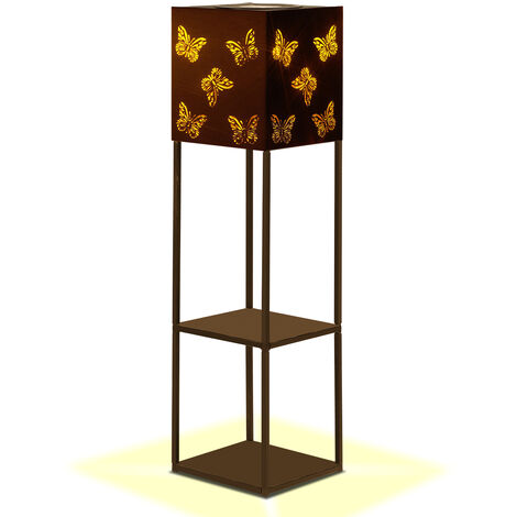 Hengda Lampe solaire à LED Lanterne solaire Papillon Luminaires IP65 décoratives de jardin Lampe 2 étages Porte-fleurs Luminaires de chemin - Bronze