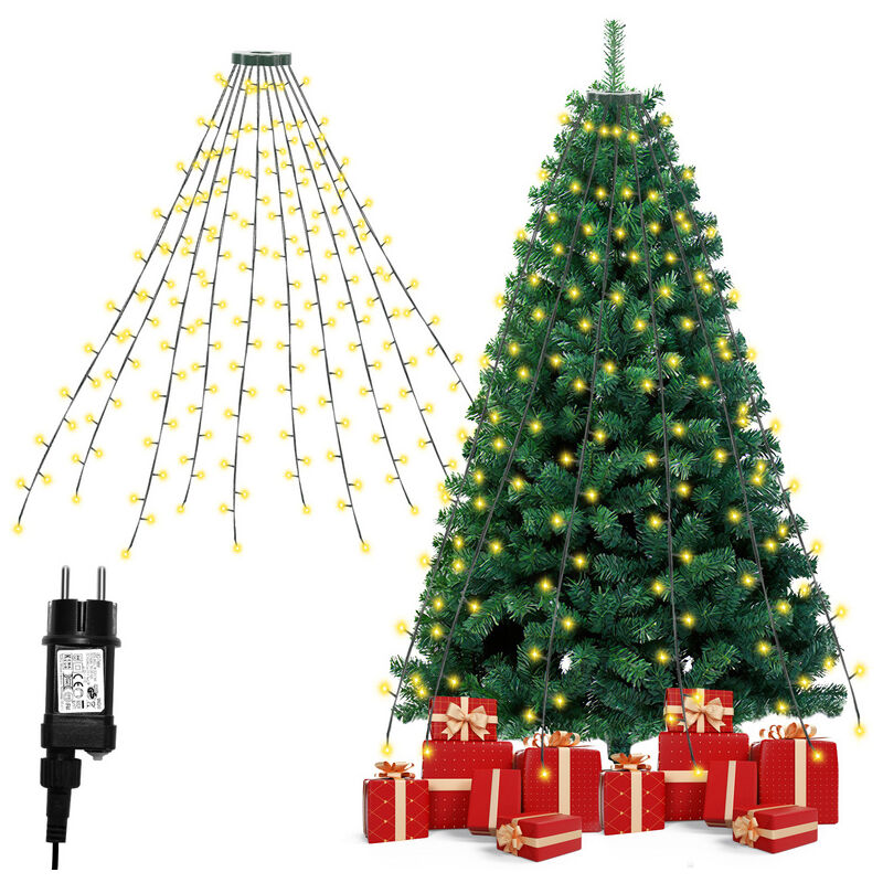 Image of Led luci dell'albero di Natale 280 led 2.8m all'aperto con anello Illuminazione albero di Natale Bianco caldo - Hengda