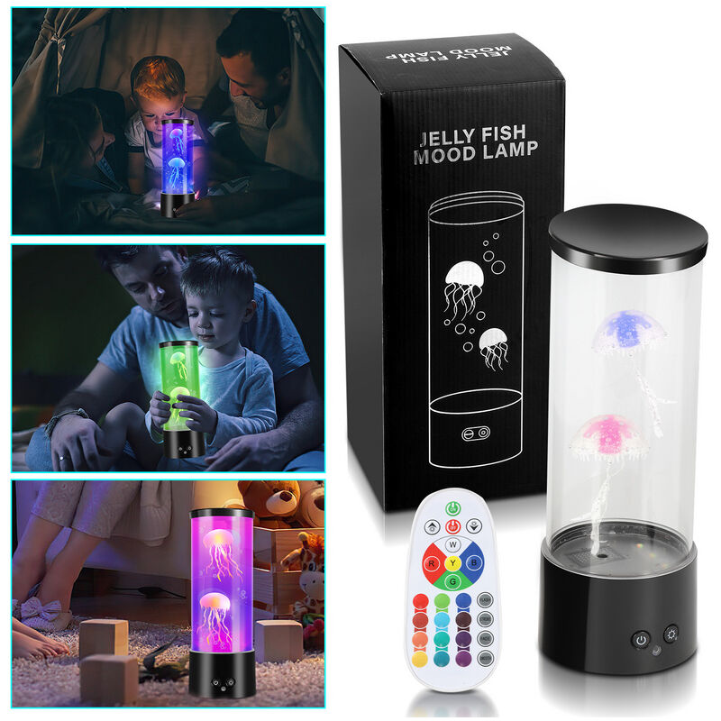 Hengda - led méduse veilleuse décorative rvb lampe d'ambiance aquarium lampe de lave colorée artificielle