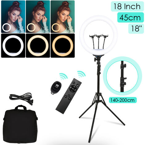 18 Zoll LED Ringleuchte mit Stativ Stand Telefonhalter für Makeup TikTok YouTube 