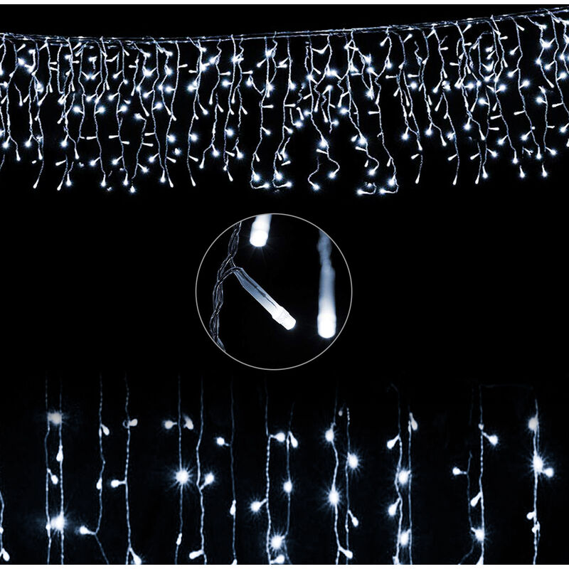 Lichterkette LED Eisregen 8 Betriebsarten LED Lichtervorhang für Innenausstattung Außenbereich Schlafzimmer Hochzeit Weihnachten Party,15M