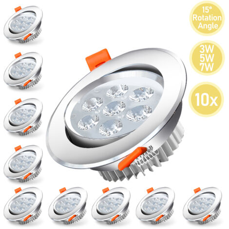Hengda Lot de 10 spots à encastrer 7W Blanc froid LED spots orientables éclairage plafond