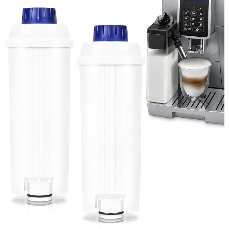 Lot de 2 Filtre eau pour Delonghi DLSC002, Filtre à eau Cartouche à Charbon Actif Compatible avec Machines à café ecam, esam, etam - Blanc