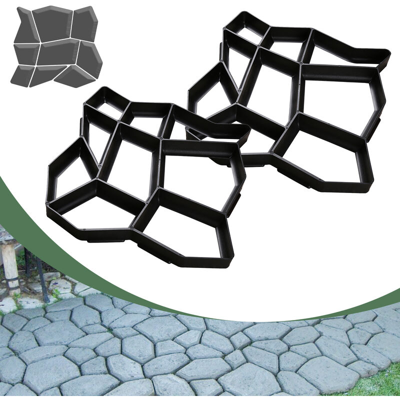 Hengda - Lot de 2 Moule en béton. Moules Pierres Stepping Stone pour Jardin. 43x43x4cm. Plastique. pour aménaement
