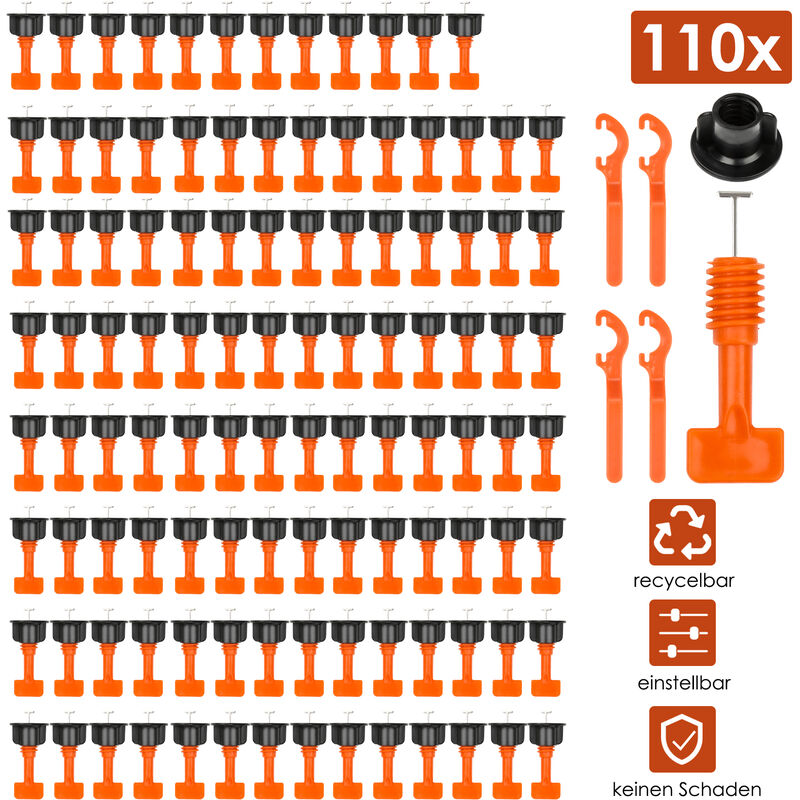 Hengda Lot de 110 systèmes de nivellement pour carrelage réutilisables