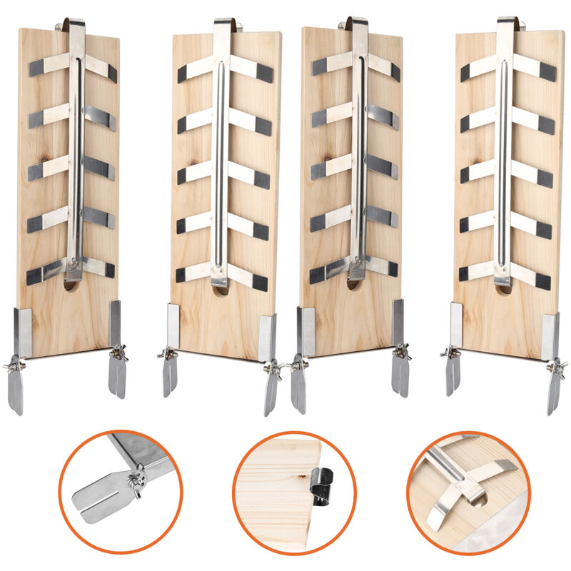 Hengda - swanew Lot de 4 Planches à Fumer en Bois de cèdre et Support inclinable en Acier Inoxydable Naturel