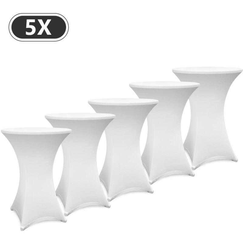 Lot de 5 housses blanches pour table haute pliante 105 CM.Blanc.Ø 60-65 cm - Hengda