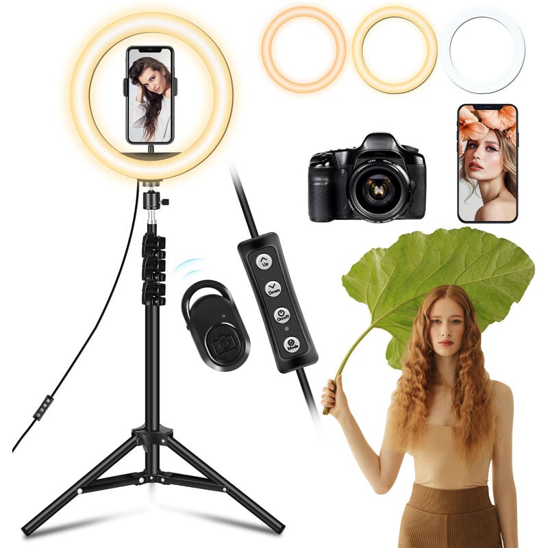 Lumière Anneau avec trépied 3 modes Lampe design Ring Light Lumière selfie led pour Live Sream/TIKTOK/Vlog/Photo/Youtube/Maquillage - Hengda