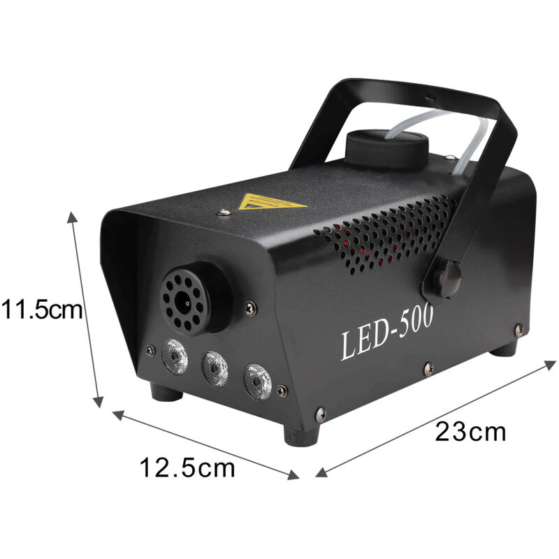 Machine à Fumée 500 Watts avec 3 LEDs rgb - Noir. Facile à transporter. Puissante et Compacte - Hengda