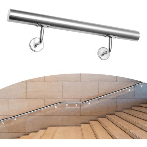 Hengda Main courante en acier inoxydable Rampe d'escalier Support mural Dispositif de fixation Escaliers Acier affiné 160cm