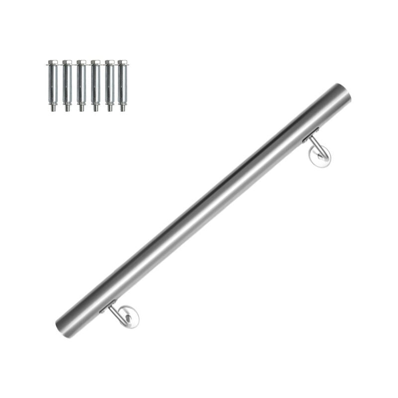 Main courante en acier inoxydable Rampe d'escalier Support mural Rambarde Dispositif de fixation Escaliers Acier affiné 80cm - Hengda