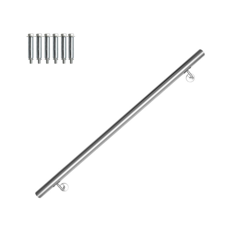 Hengda - Main courante en acier inoxydable Rampe d'escalier Support mural Rambarde Dispositif de fixation Escaliers Acier affiné 110cm