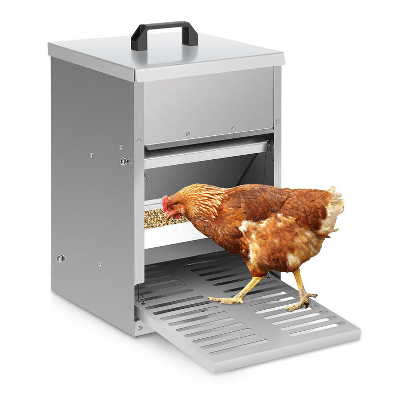 Mangeoire à Poules Capacité 5 kg, acier galvanisé, Mangeoire à pédale, Mangeoire automatique avec couvercle - Hengda