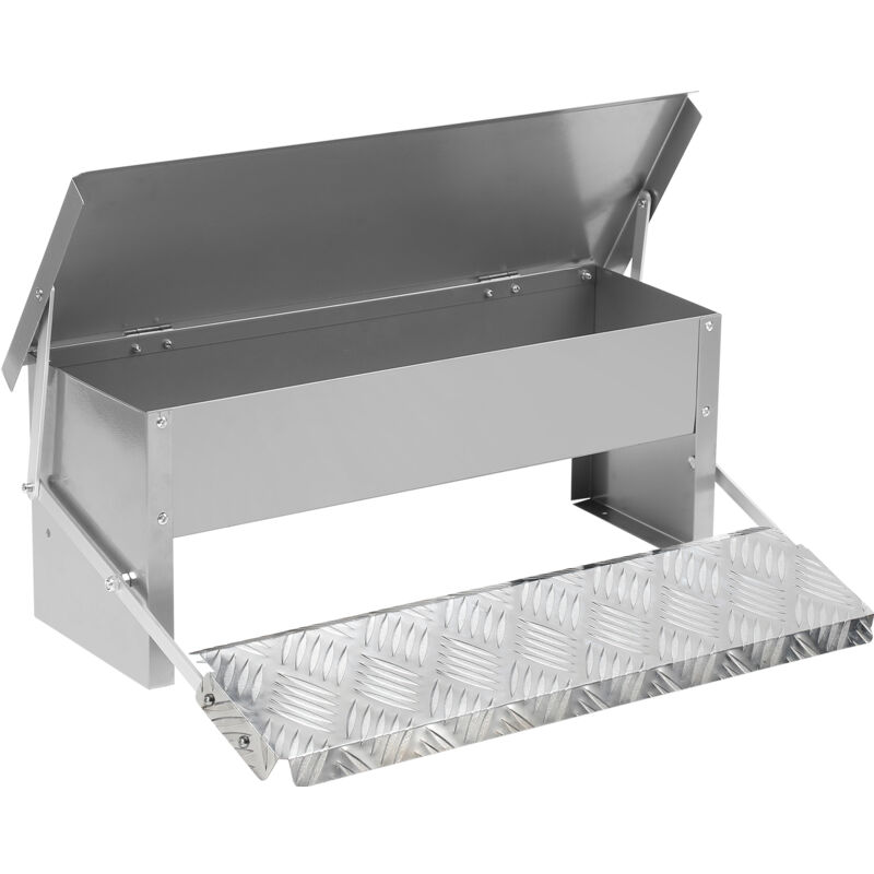 Mangeoire poules automatique – Alimentateur 5KG avec pédale, trappe et couvercle étanche, pour poules, canards et dindes 50x20x19cm - Hengda