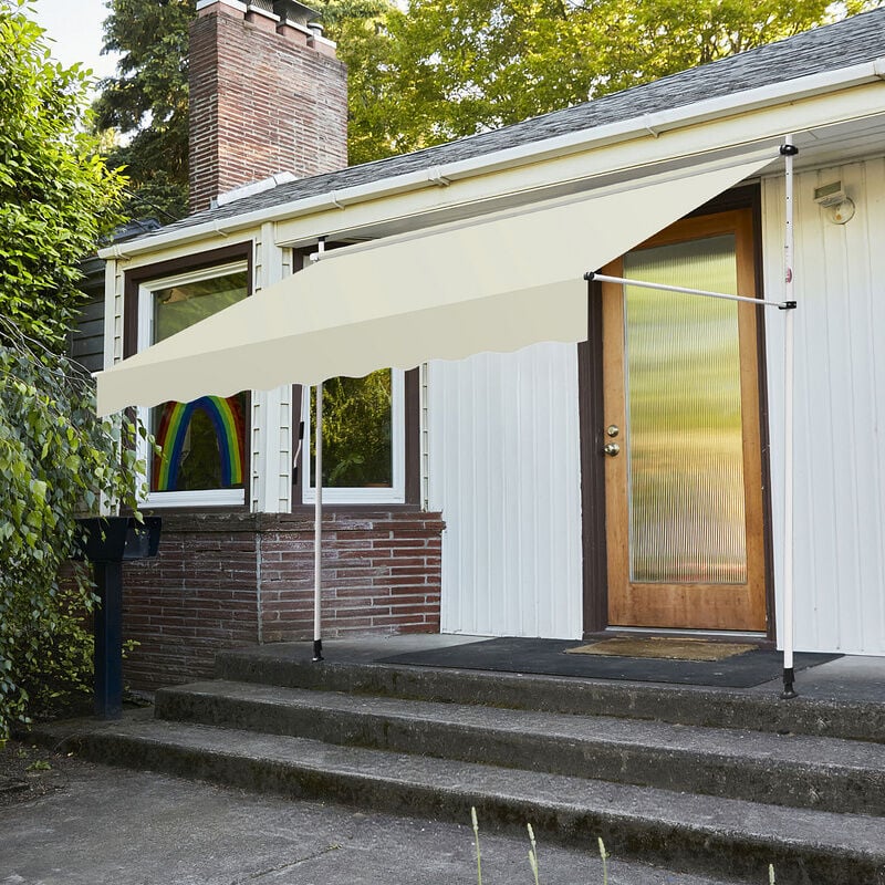 Auvent retractable Auvent terrasse Marquise sans perçage Manivelle Hauteur réglable 2M. Beige