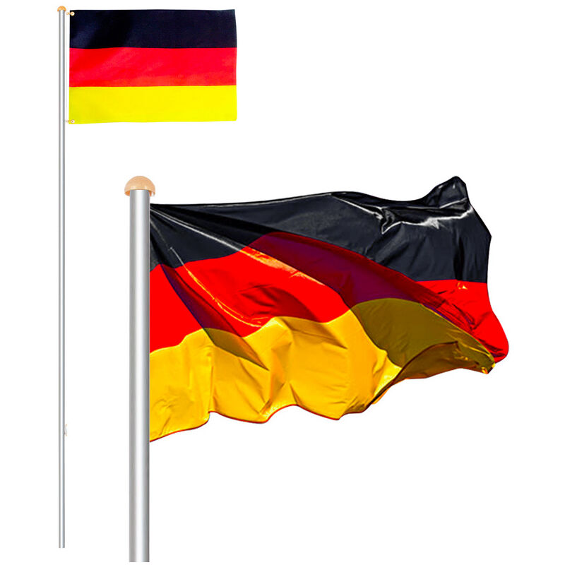 Einfeben - Mât alu drapeau Allemagne 650 cm hampe jardin mât de hissage pylône