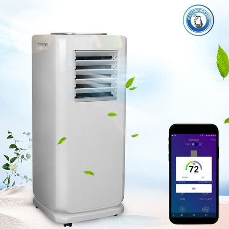 Hengda Mobiles Klimagerät 7000 BTU mit Abluftschlauch Klimaanlage für Räume bis 30 m³ Luftentfeuchter Ventilationsfunktion 24h-Timer Weiß [Energieklasse A] - Weiß