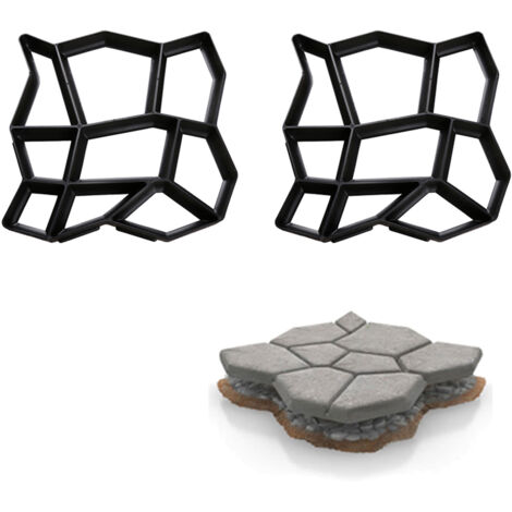 Hengda Moule en béton pour la fonte de plaques de marche lot de 2 en forme de pierre pour aménaement personnalisé du jardin