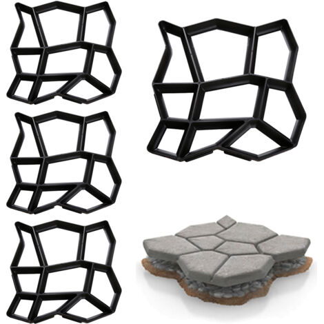 Hengda Moule en béton pour la fonte de plaques de marche lot de 4 en forme de pierre pour aménaement personnalisé du jardin