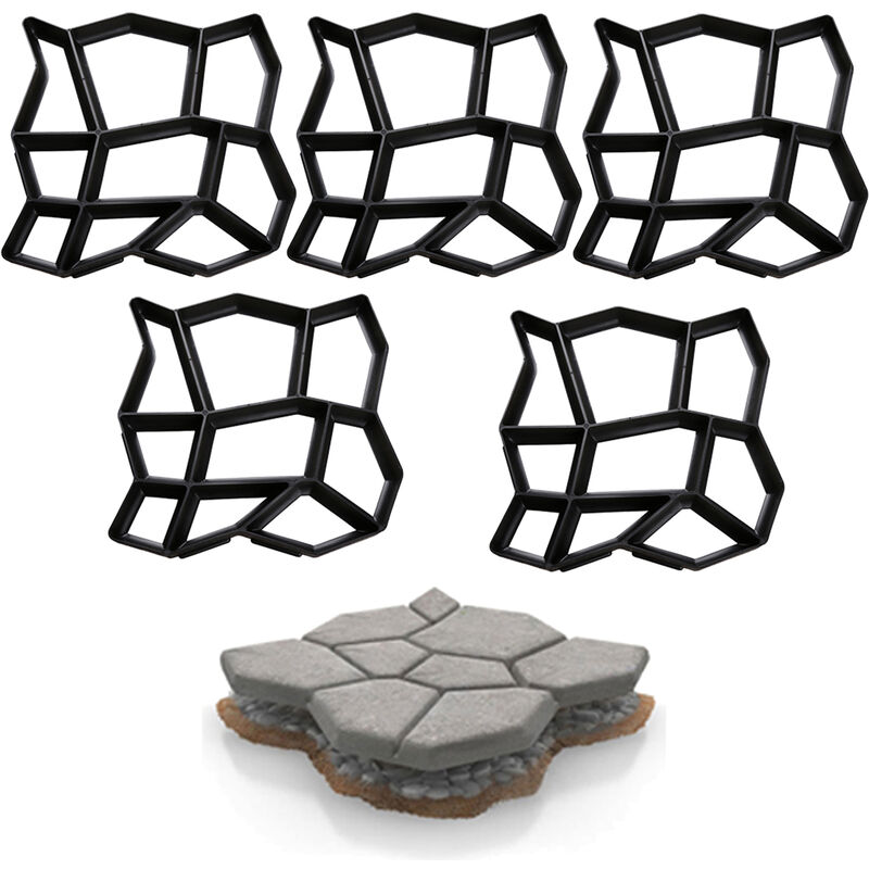 SWANEW Moule en béton pour la fonte de plaques de marche lot de 5 en forme de pierre pour aménaement personnalisé du jardin