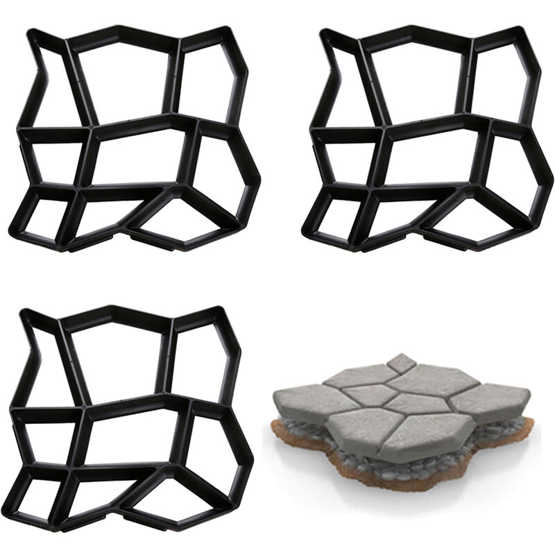 Moule en béton pour la fonte de plaques de marche lot de 3 en forme de pierre pour aménaement personnalisé du jardin - Hengda