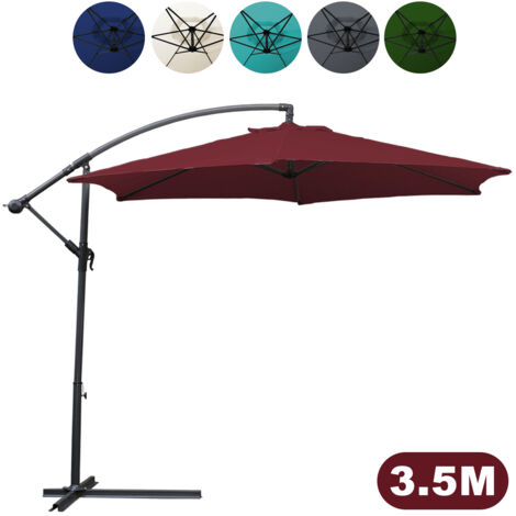 Hengda Ombrellone 350 cm ombrellone da spiaggia ombrellone da giardino ombrellone da patio rotondo UV30+, rosso