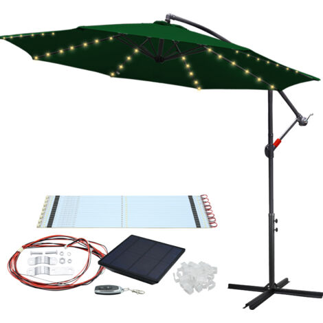 Hengda Ombrellone con LED, ombrellone da giardino con 6 montanti, ombrellone inclinabile, ombrellone per giardino, spiaggia, piscina e bar 300 cm verde