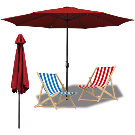 Hengda Ombrellone da giardino Dia 350 CM Strucutre en Métal Robuste Anti-UV, Rosso, Ombrellone da spiaggia