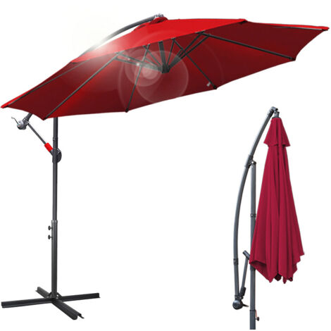 Hengda Ombrellone da giardino pieghevole Ombrellone da spiaggia girevole a 360° Idrorepellente rosso 350 x 350 cm