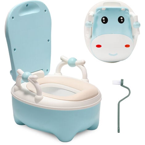  Asiento de inodoro portátil para niños pequeños, cómodo asiento  de inodoro para niños pequeños, silla de entrenamiento para niños pequeños  y niñas, interior y exterior (azul) : Bebés