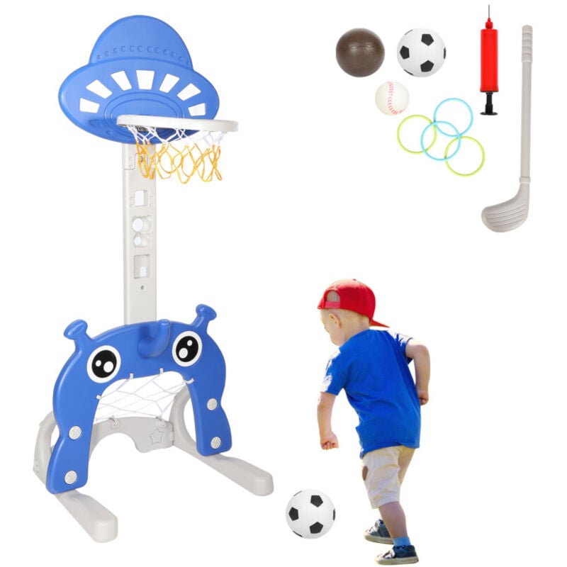 Hengda - Panier de Basketball pour Enfants 4 en 1 Poteau de basket-ball Réglable en hauteur avec but de football Golf Anneau de lancer