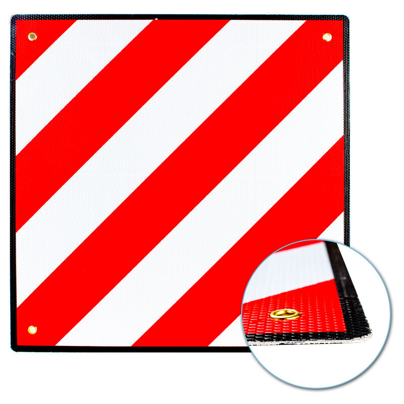 Panneau d'avertissement arrière plastique réflecteurs 50x50 cm Panneau signalisation arrière port 2in1 - Hengda